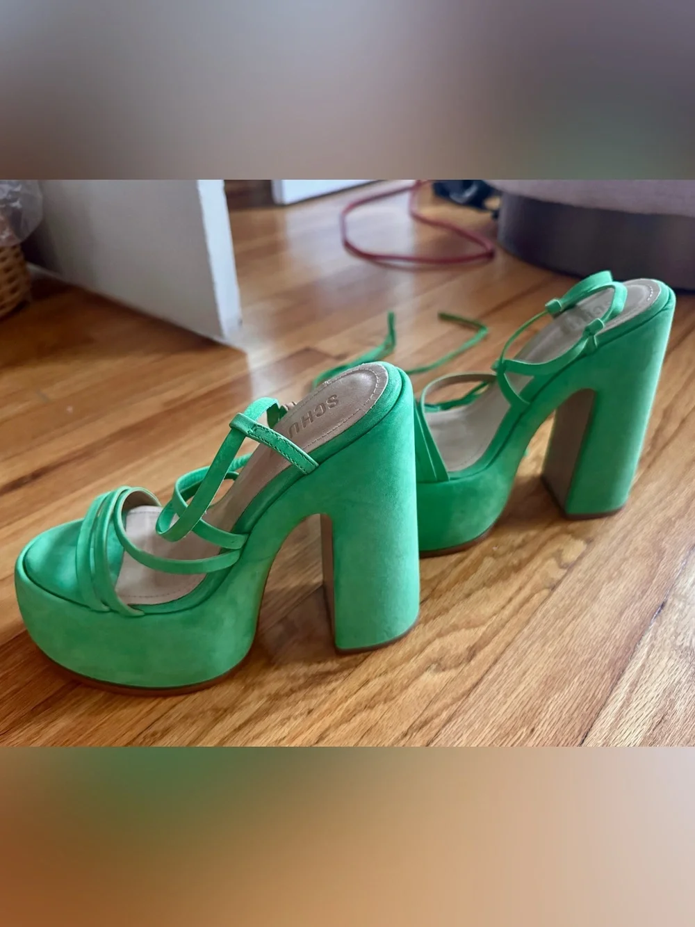 Schutz nubuck platform lace up heels